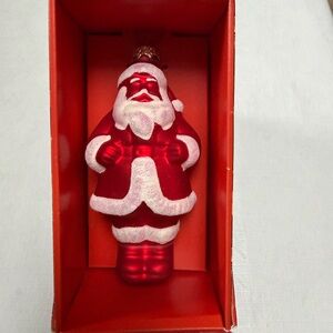 John Derian Festive Red Santa Claus Ornament with Sparkle Trim
